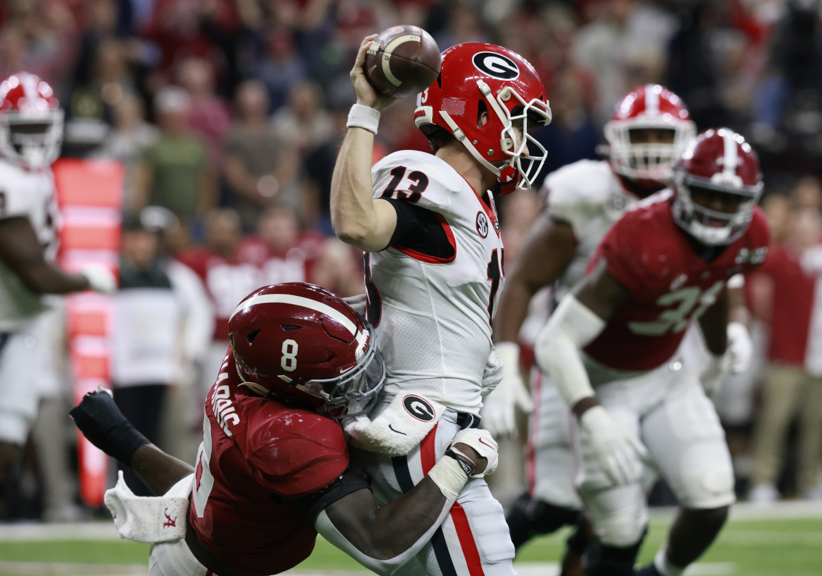 Christian Harris makes a hit in the National Championship Game